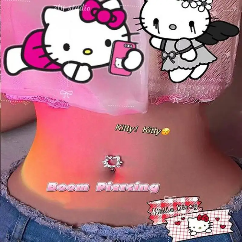 

Hello Kitty Bellybutton Nail Kawaii Sanrio Cute Anime Party Low Allergy Metal Sexy Spicy Girl Classic Simple Bellybutton Nail