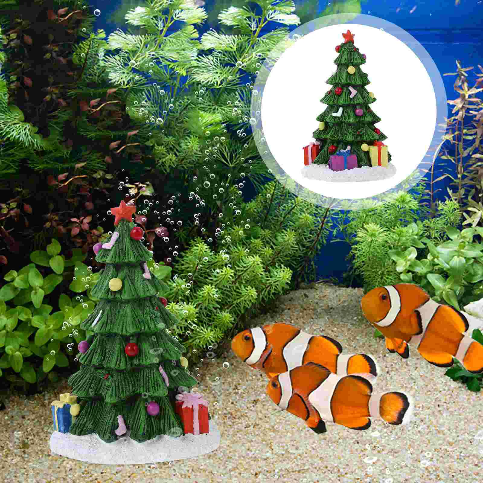 Cartoon Christmas Series Landscaping Home Garden Decor Christmas Tree Fish Tank Aquarium Decor Resin Crafts