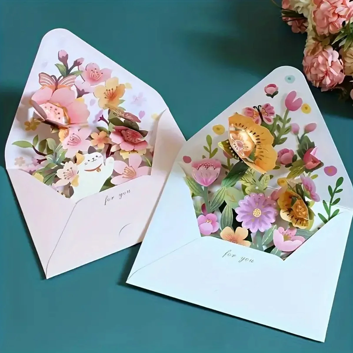 3D Pop Up Flower Birthday Greeting Card Gift Greeting Cards For Birthday Wedding with Envelope Blessing Postcard Party Gifts