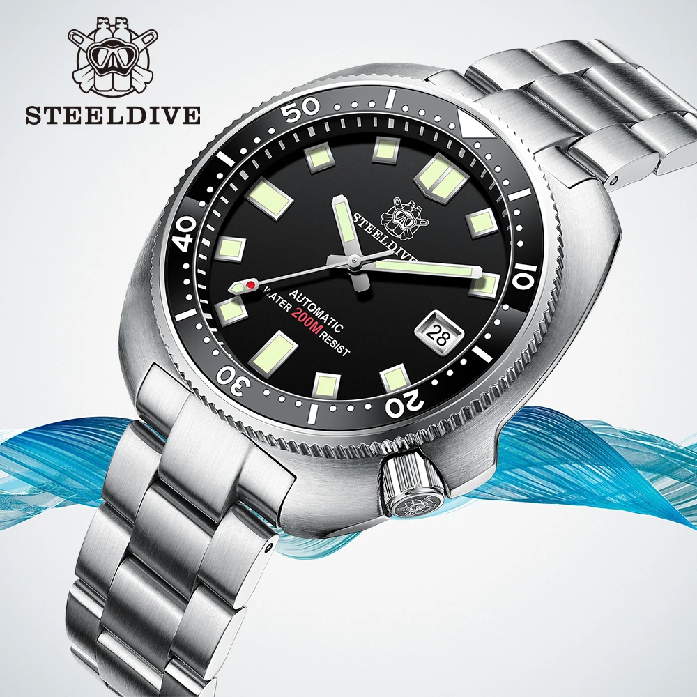 

STEELDIVE SD1980 New Arrival 44MM Stainless Steel 200M Waterproof Sapphire Glass NH35 Automatic Dive Watch with Date