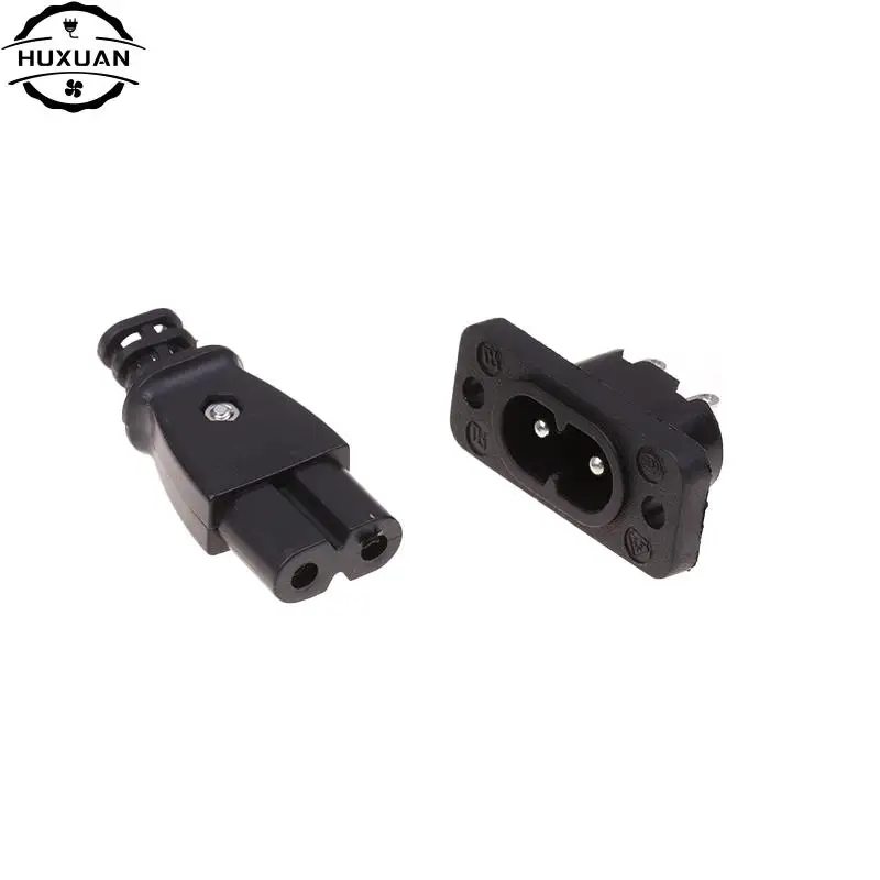 1pc AC 2.5A 250v 8-shaped Plug Socket C8 Male Female Power Outlet Embedded Electric Connector