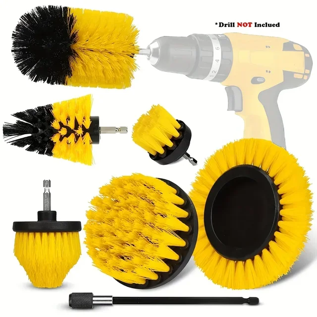 Ensemble d'accessoires de brosse de forage multi-usages, kit d'outils de brosse de livres, perceuse polyvalente avec rallonge pour sol, automobile, ensemble de 7 pièces 2