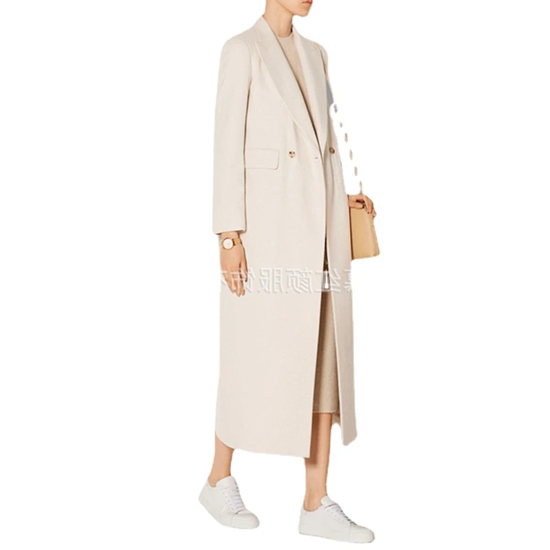 

Single Breasted 100% Wool Coat Women Elegant Cashmere Long Winter Coat Female Oversized Vitnage Blend Jacket