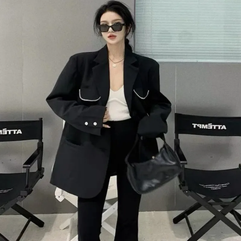 2023 New Spring Autumn Women Blazer Casual Long Sleeve Suit Jacket beading Tideway Office Commute Business Blazer Elegant Tops