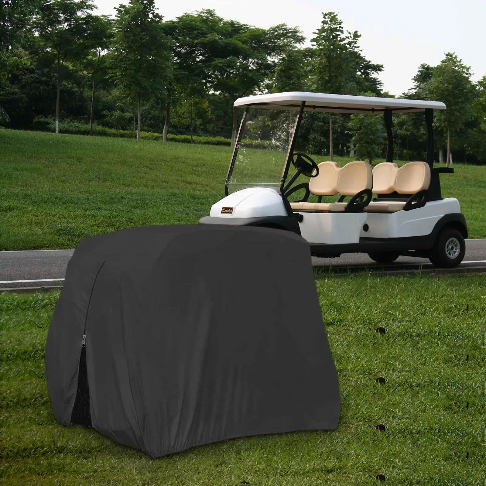 

Golf Cart Cover Protective Sunproof Oxford Cloth Dustproof Accessories with Zipper Protection for Adult Sports Outdoor Men Women