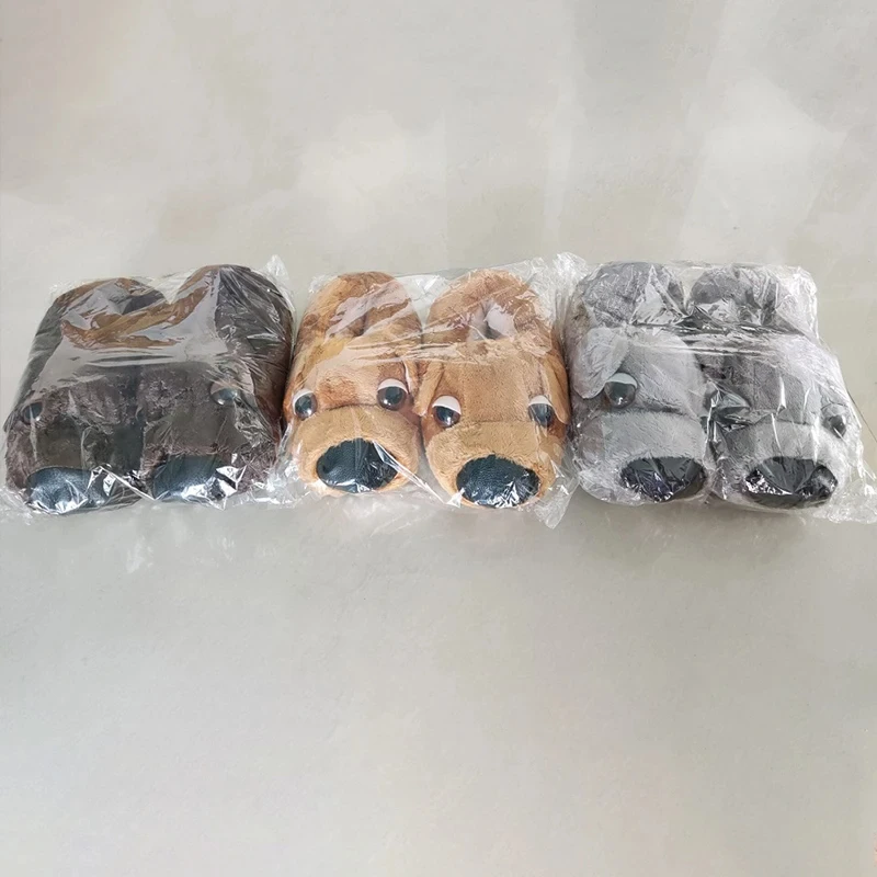 Cute Fluffy Dog Slippers Women\'s 3D Animal Home Fur Loafer Unisex Mules Shoes New Indoor Slippers Family Matching Shoes Puppy