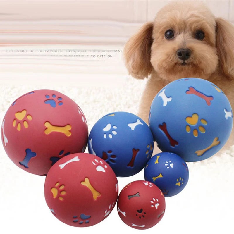 7.5/11/14cm Pet Ball Toys for Small Large Dogs Natural Rubber Chew  Dispenser Leakage Food Play Ball Dog Teething Training Toy