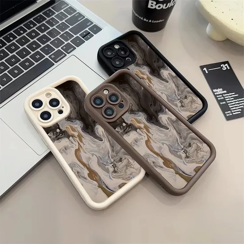 Elegant Black Gradient Watercolor Shockproof Silicone Phone Case