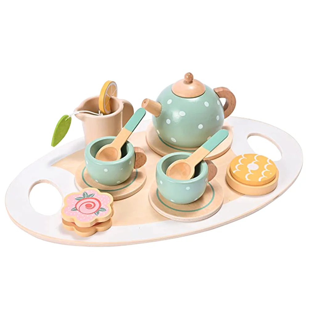 

1 Set Wooden Tea Set Toy Toddler Tea Set Plaything Children Tea Party Toy