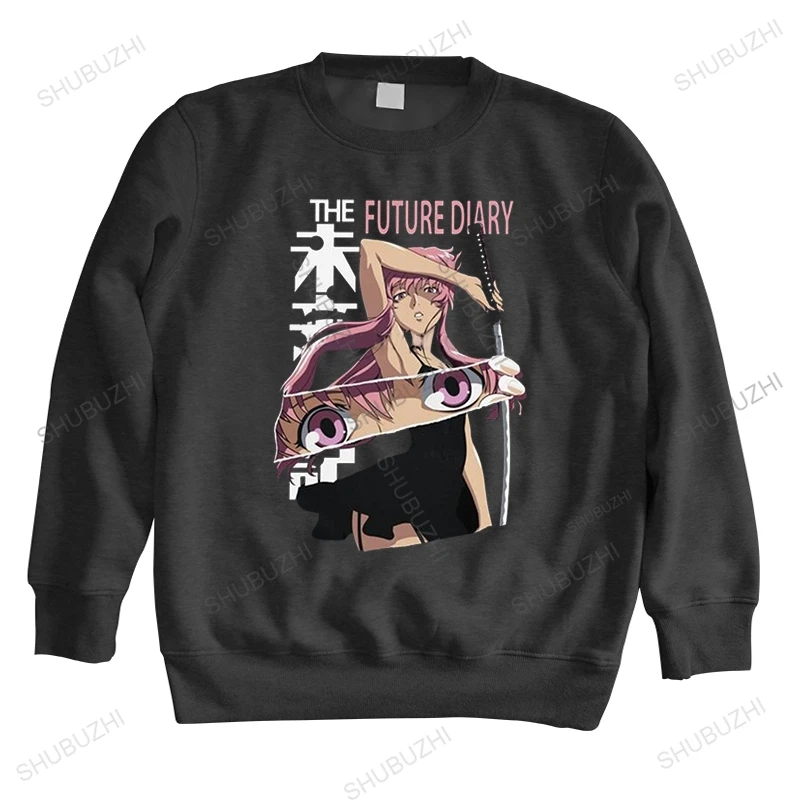 

Yuno Gasai Mirai Nikki hoodies Men long sleeve Casual sweatshirts Trendy Japan Manga Future Diary hoody Pure Cotton sweatshirt