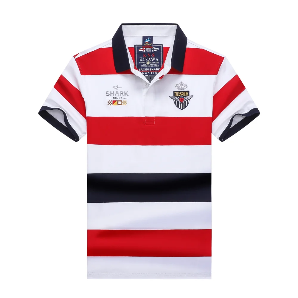 TACE&SHARK 2025 Summer Straight Men's Striped Polos Short Shark Fashion Embroidery Male Casual Polo Shirt Breathable 11 Sa1c2725b7771459e861655bdf2914acaZ