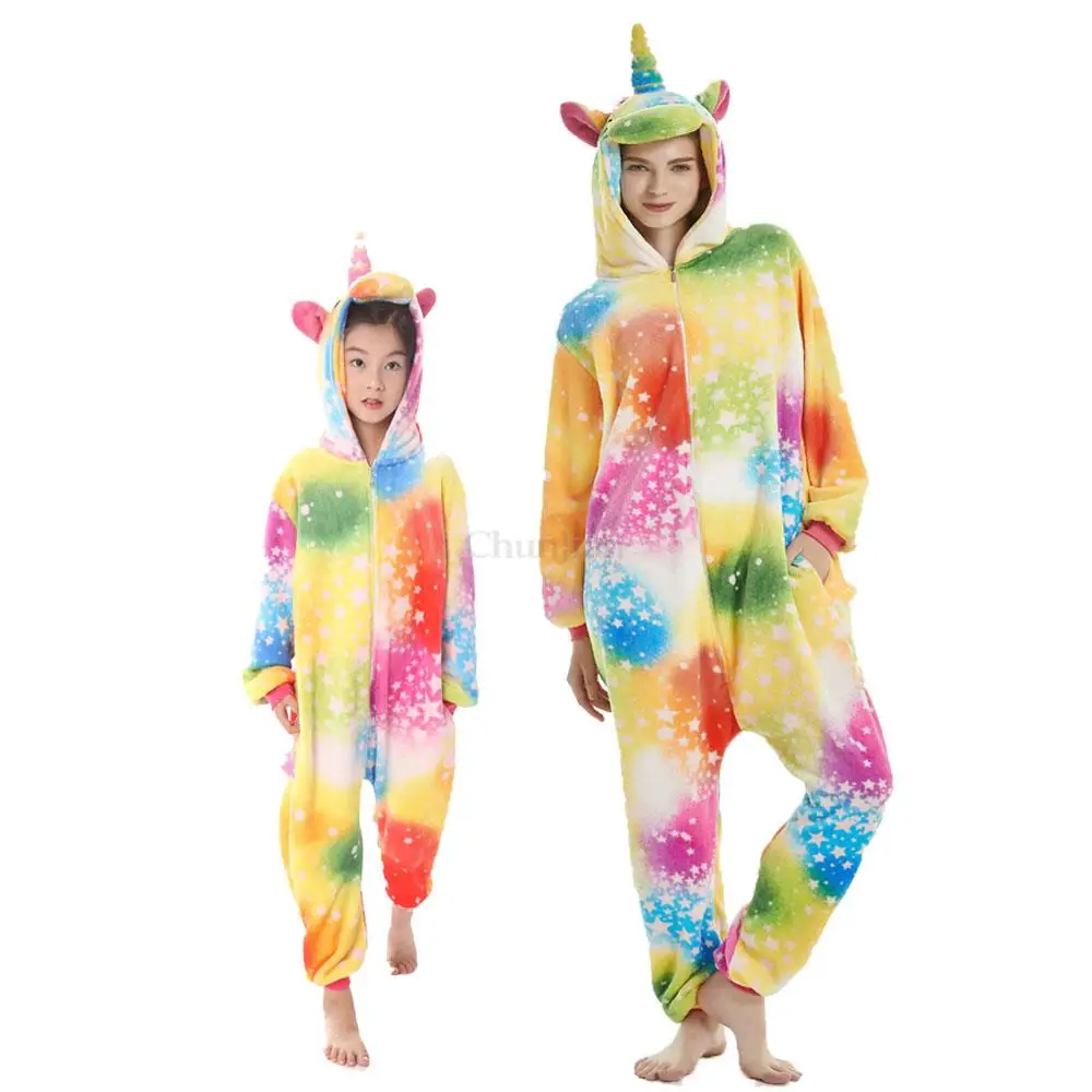 Winter Kigurumi Dinosaur Unicorn Animal Pajamas for Adult Unisex Kigurumi Pajamas Unicornio Pijamas for Women Men's Sleepwear