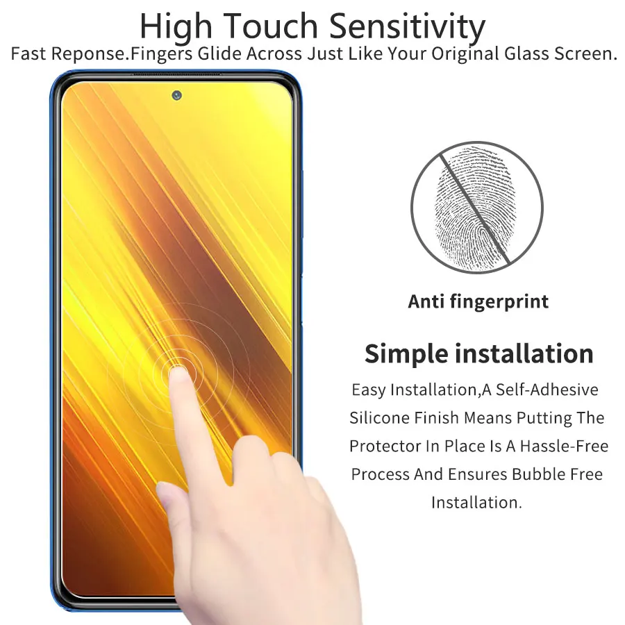 1-3Pcs Tempered Glass Screen Protectors for Xiaomi Poco X3 NFC Screen Protector Film Explosion Proof HD Glass film for Poco X3