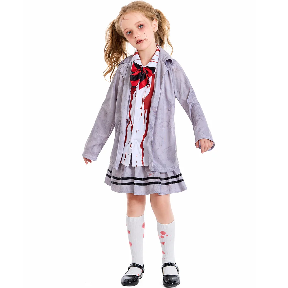 Costume de Vampire Effrayant pour Fille et Garçon, Uniforme d'École de  Zombie, Tenue d'Halloween - AliExpress, image size:1000x1000