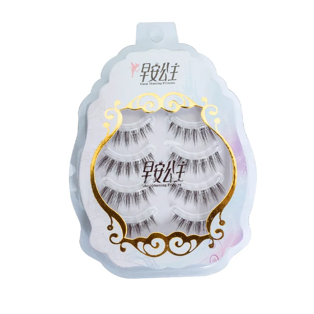 Natural False Eyelashes 4pairs 3D Faux Mink Eyelash Wispy Fluffy Soft Extension Hand Made Short Light Fake Lashes Makeup Tools 4pairs-GT07