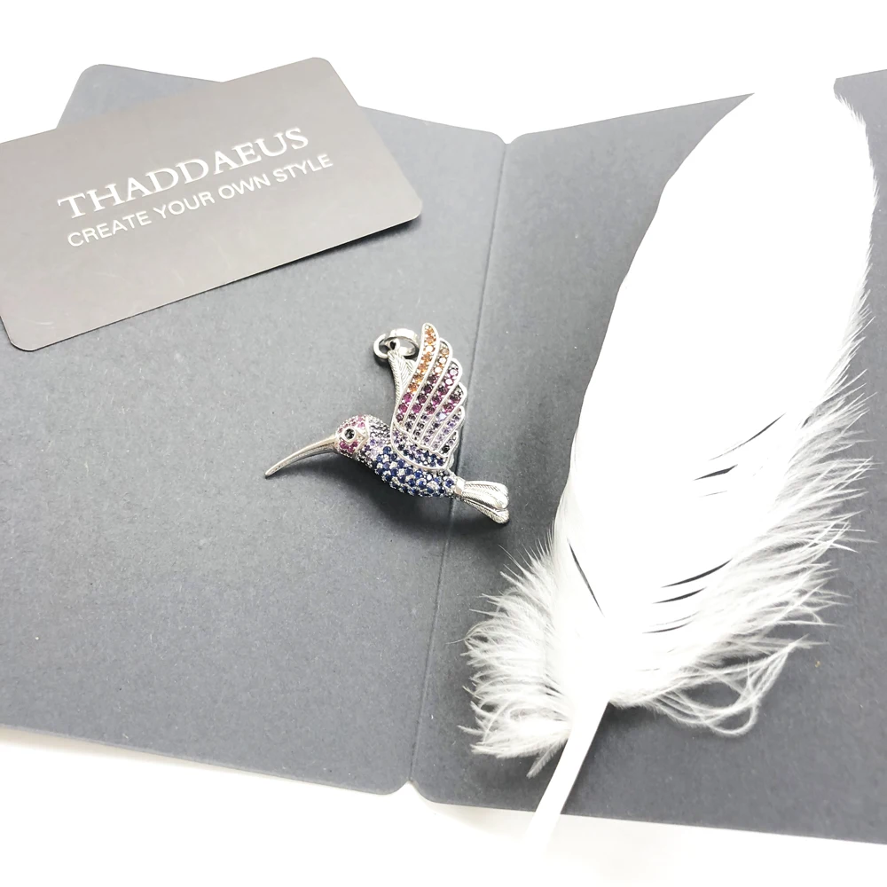 Pendant Colourful Hummingbird Cute Fashion Jewelry Europe 925 Sterling Silver Gift For Woman pendant necklace,silver pendant,silver necklace charms