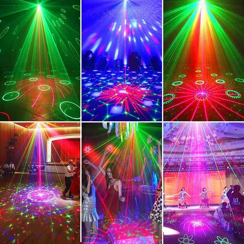 LED Disco Stage Lights 72 Patterns RGB Stage Lights USB Wedding Ambient Lights Party Decoration Lights Sound Control Stage Light