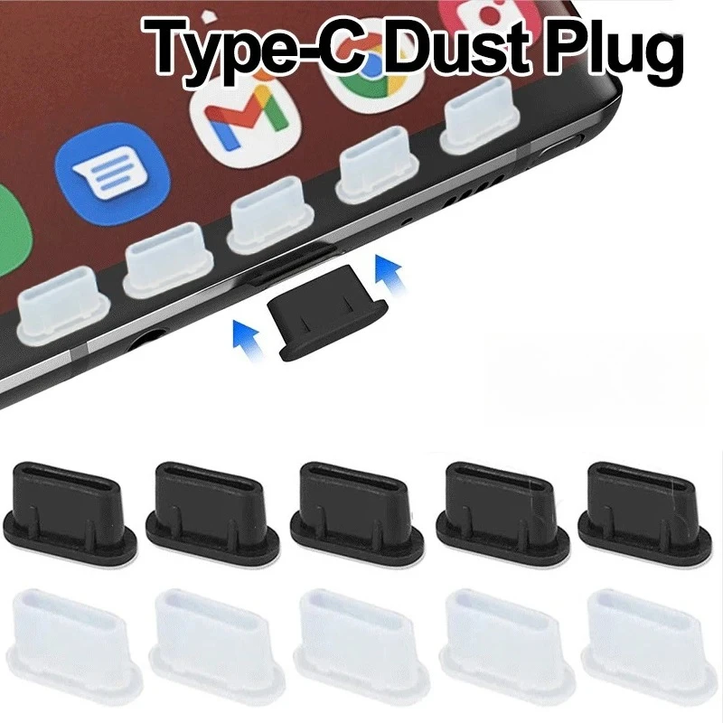 10Pcs 실리콘 USB Type-C 충전 포트 먼지 플러그 휴대 전화 용 먼지 방..