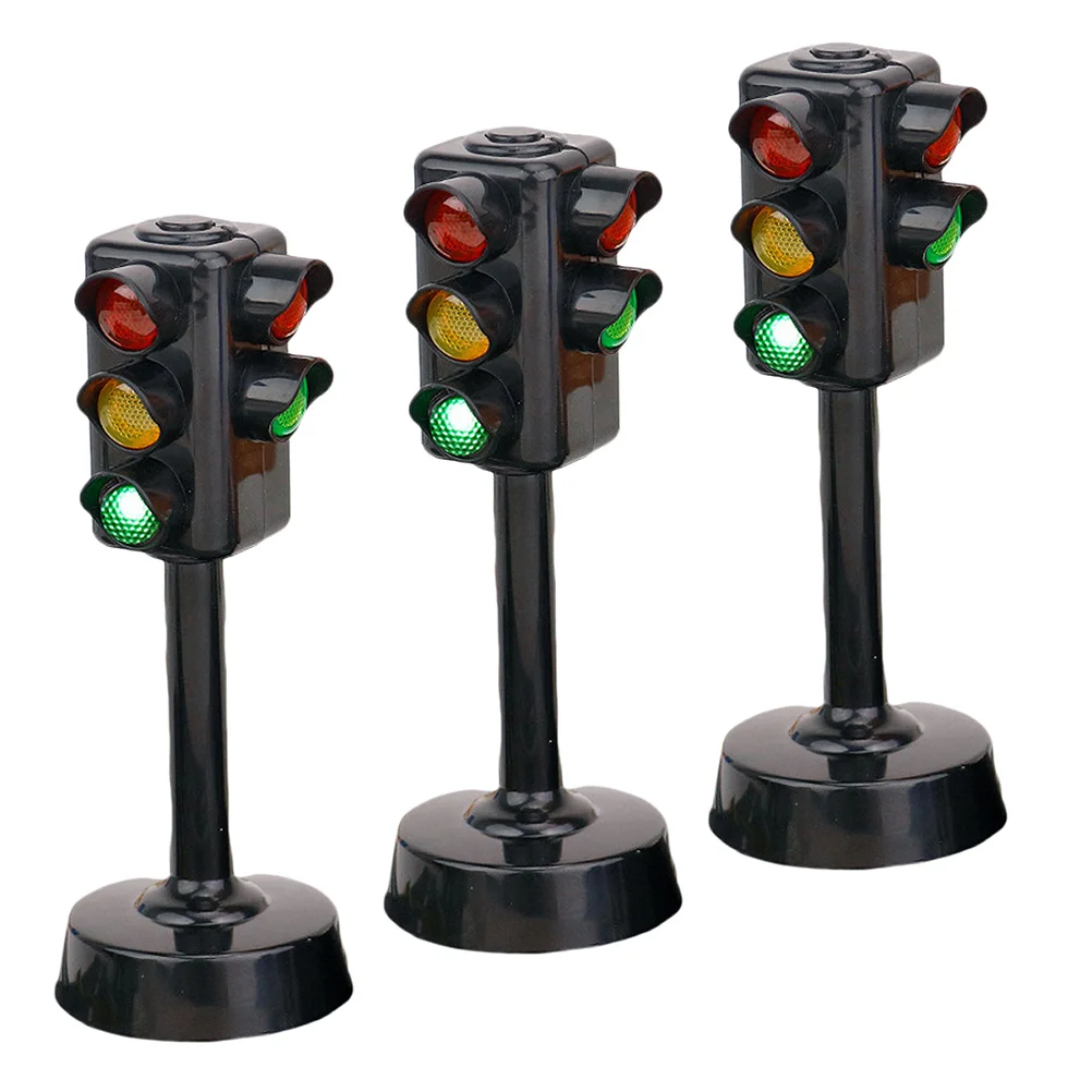 Stobok Traffic Lights 3Pcs 4.5X4.5X11Cm Traffic Signals Lamp Toy Diy Traffic Signs Model Toys Traffic Light Toy Party 3pcs traffic light toys traffic light model toys early education playset for kids toddlers parking