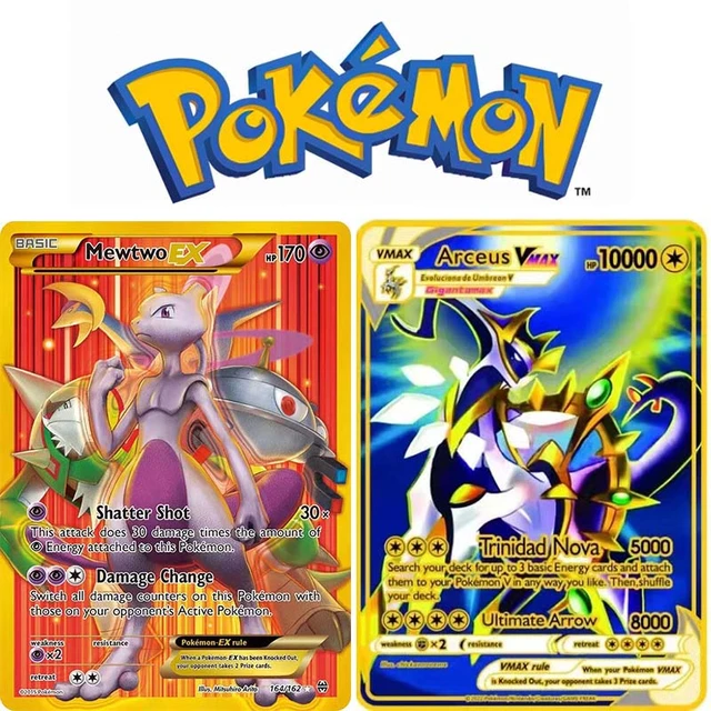 2022 Pokemon Gold Metal Card HP English Game Anime Battle Card Charizard  Pikachu Mewtwo Collection Action Figure Model Child Toy - AliExpress