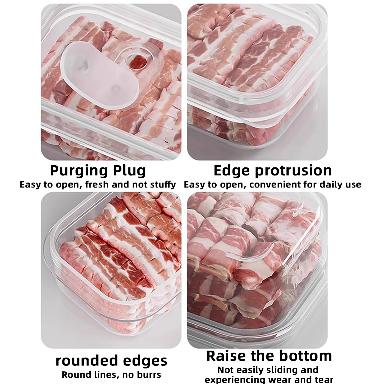 3/2 Grids Refrigerator Fresh-keeping Box Food Storage Box with Breathable Plug Narrow Seam Fridge Vegetable Meat Frozen Case