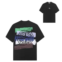 Summer Pure Cotton Stone Short Sleeved T-shirt with Compass Logo Print Casual and Loose Fit for Couples Men and Women 1