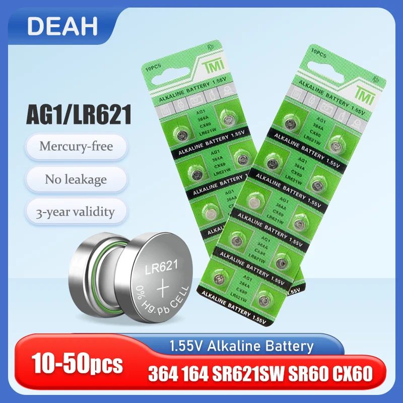 10-50PCS AG1 LR621 364 V364 164 531 SR621 SR621SW SR60 CX60 1.55V ...