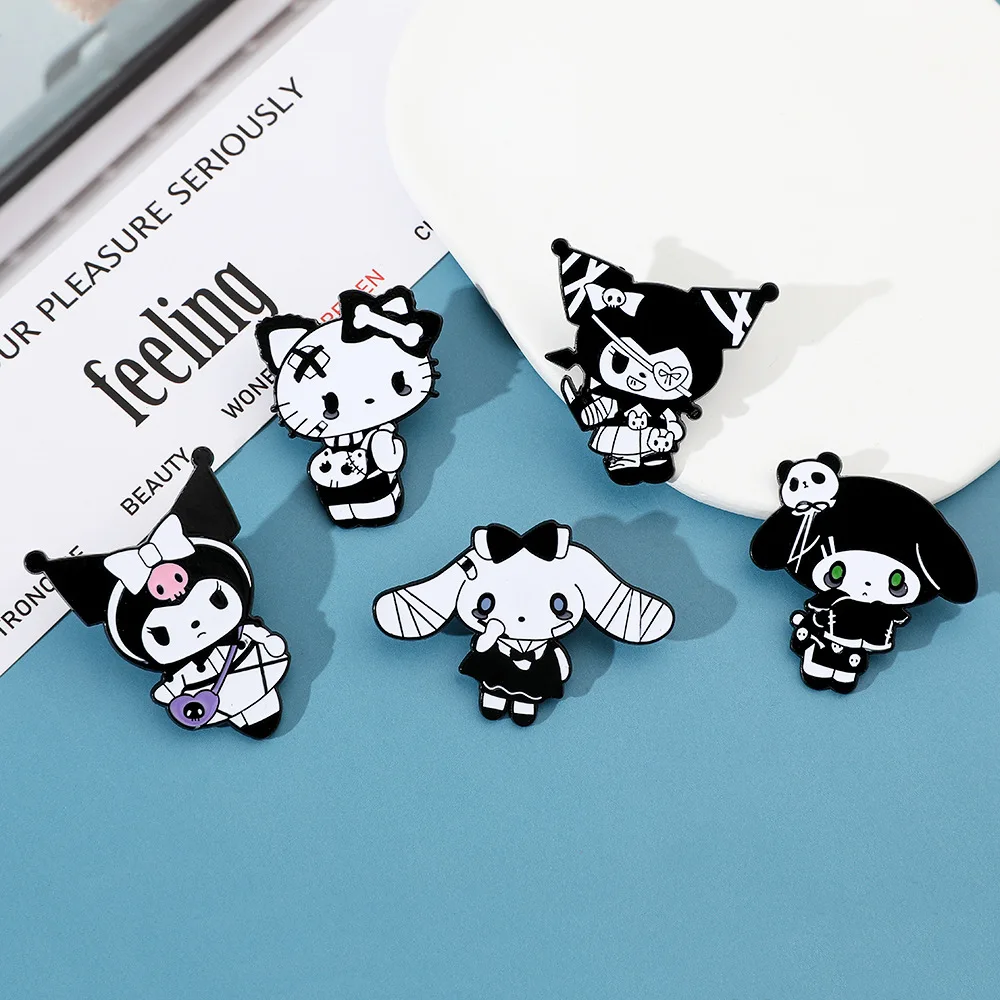 Dark Style Anime Sanrio HelloKitty  MyMelody  Kuromi  Halloween Cartoon Series Brooch Pumpkin Skull Ghost Halloween Gifts