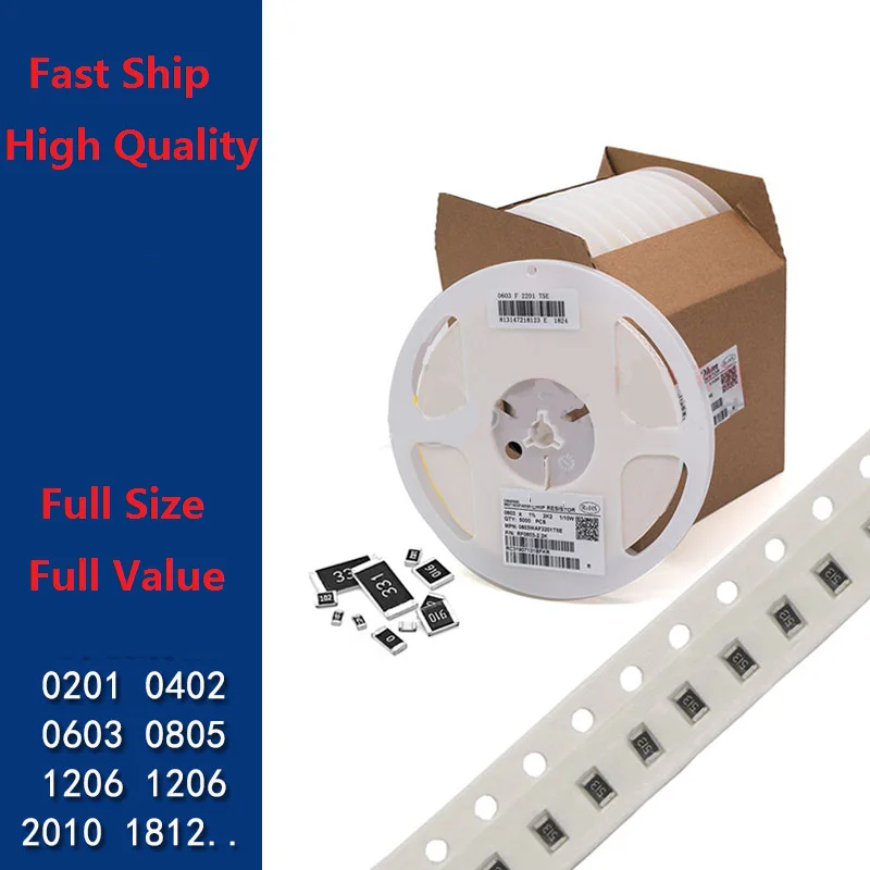 

100pcs/lot SMD Chip Resistor 1206 10K Ohm 5% 0R ~ 10M 1/4W 10R 100R 220R 330R 470 Ohm 1K 2.2K 10K 100K 0R 1R Free Shipping