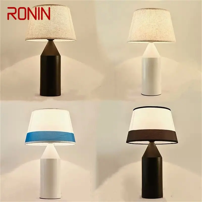 

RONIN Modern Table Lamp Romantic Simple LED Fabric Desk Light for Home Living Bedroom Bedside