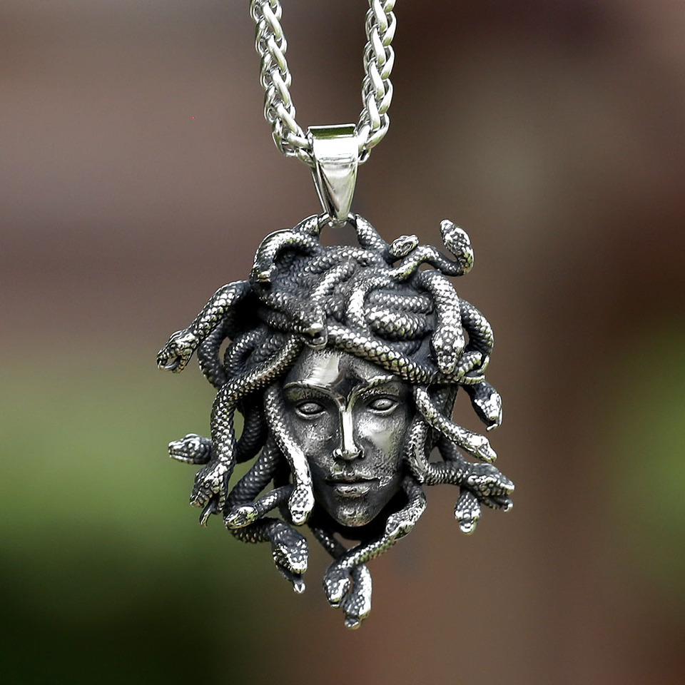 New 316L Stainless Steel Men's Medusa Pendant Necklace Vintage Snake Animal Accessories Party Gift free shipping