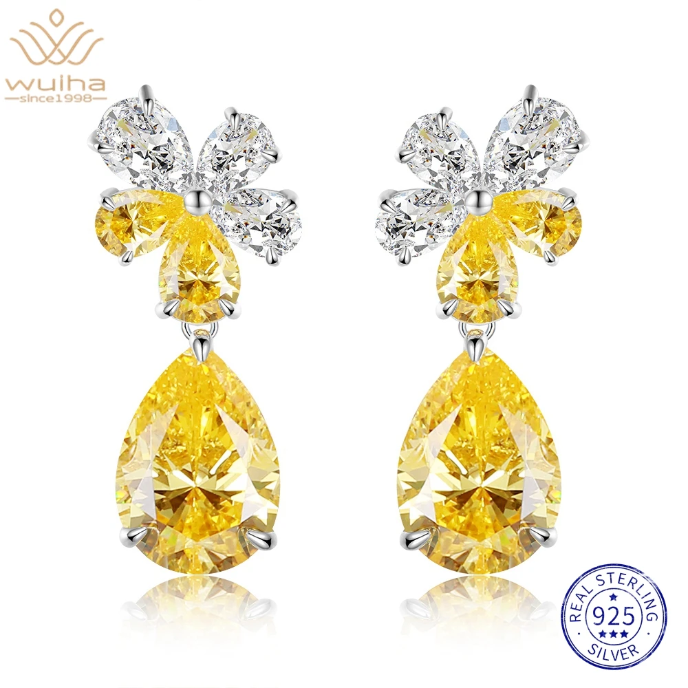 

WUIHA Luxury 10*14MM Pear Cut High Carbon Diamond Earrings Engagement Anniversary Gift 925 Sterling Silver Jewelry Drop Shipping