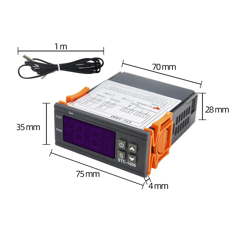 STC-1000 220V 12V 24V Digital Temperature Controller Thermostat for Heating Cooling