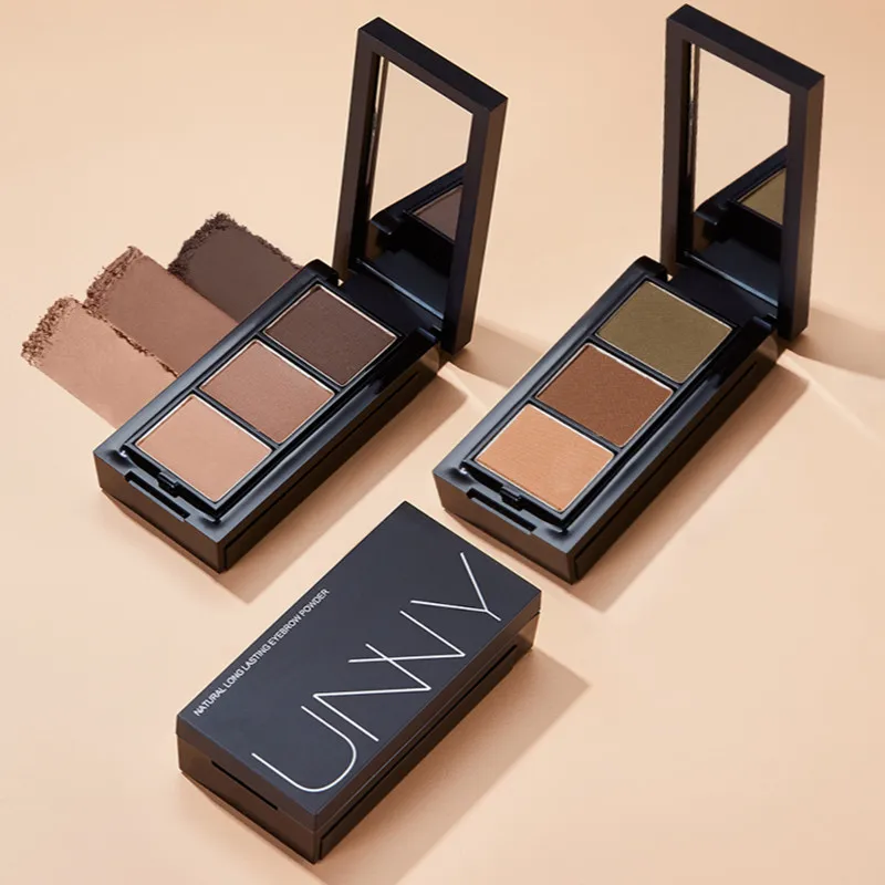 UNNY 3 in 1 Eyebrow Powder Makeup Palette Gel Waterproof for Eyebrow Enhancer Nose Shadow Contour Cosmetic Brush Mirror 6