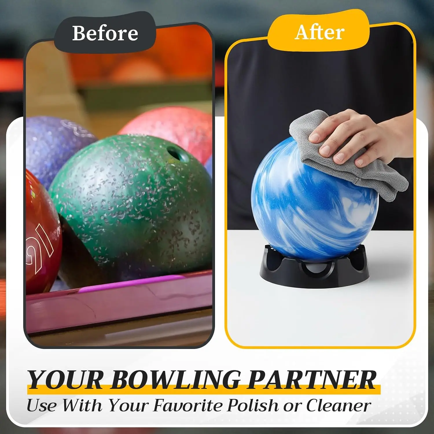 Supporto Girevole per Palla da Bowling, 14,5 cm 360° ° Espositore Girevole per Palline, Supporto per Pulizia e Lucidatura Anelli - immagine 4