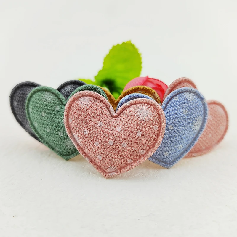 

100Pcs 3.5*3CM Snowflake Fabric Heart Appliques For Clothes Hat Sewing Supplies DIY Headwear Hair Clip Bow Decor Patches