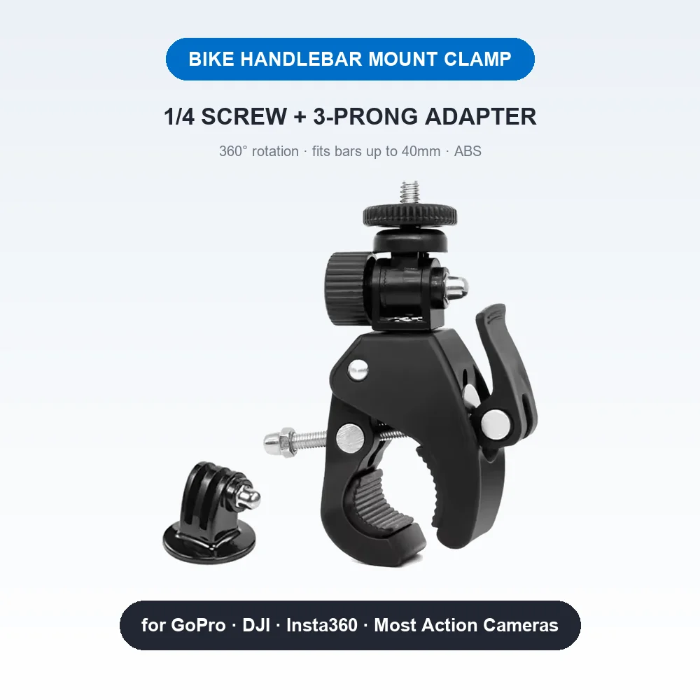 Universal 360° Handlebar Tripod Mount for Action Cameras and Accessories