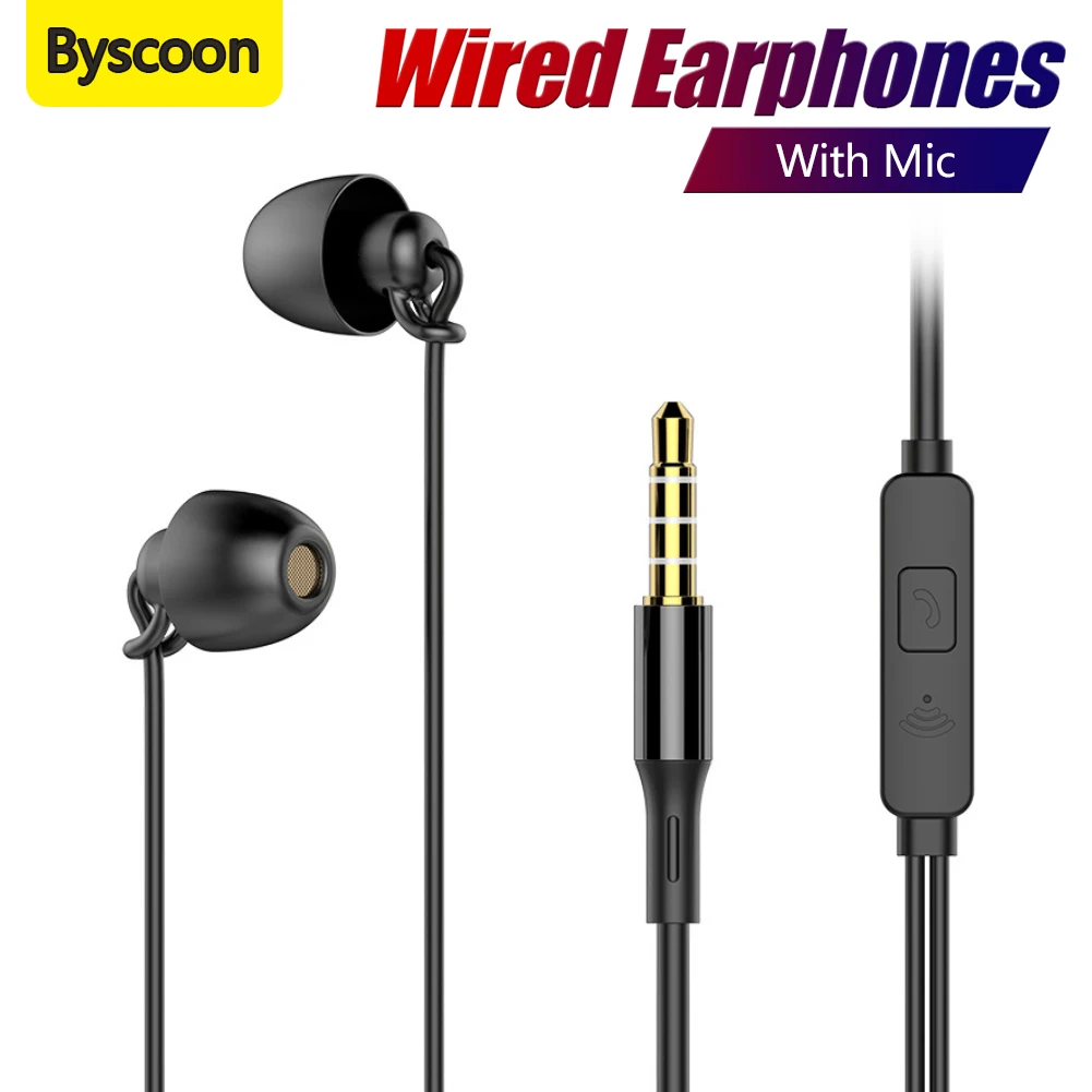 Проводные наушники Byscoon 3 5 мм с шумоподавлением для Xiaomi Redmi Note 9 10 Pro HD Mic HIFI