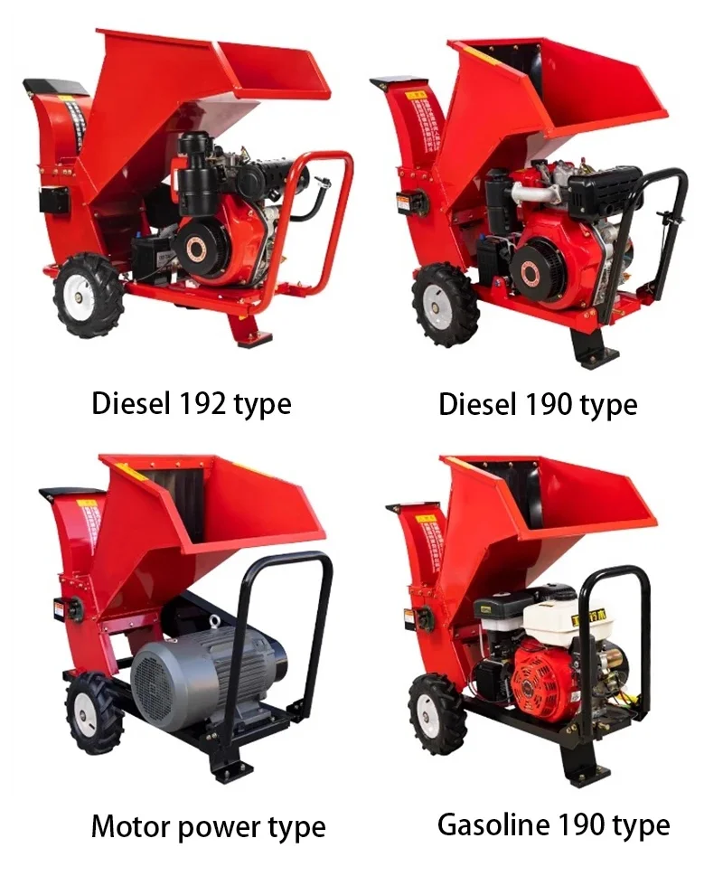 Wood Chipper Shredder Portable Hydraulic Wood Log Branch Chipper Industrial Barrel Shredder Electrically started diesel eng 4