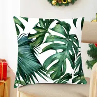 45cm Cushion Case Removable Polyester Green Plant Print Pillowcase Tropical Leaf Cactus Monstera Throw Cushion Cover Home Decor 1