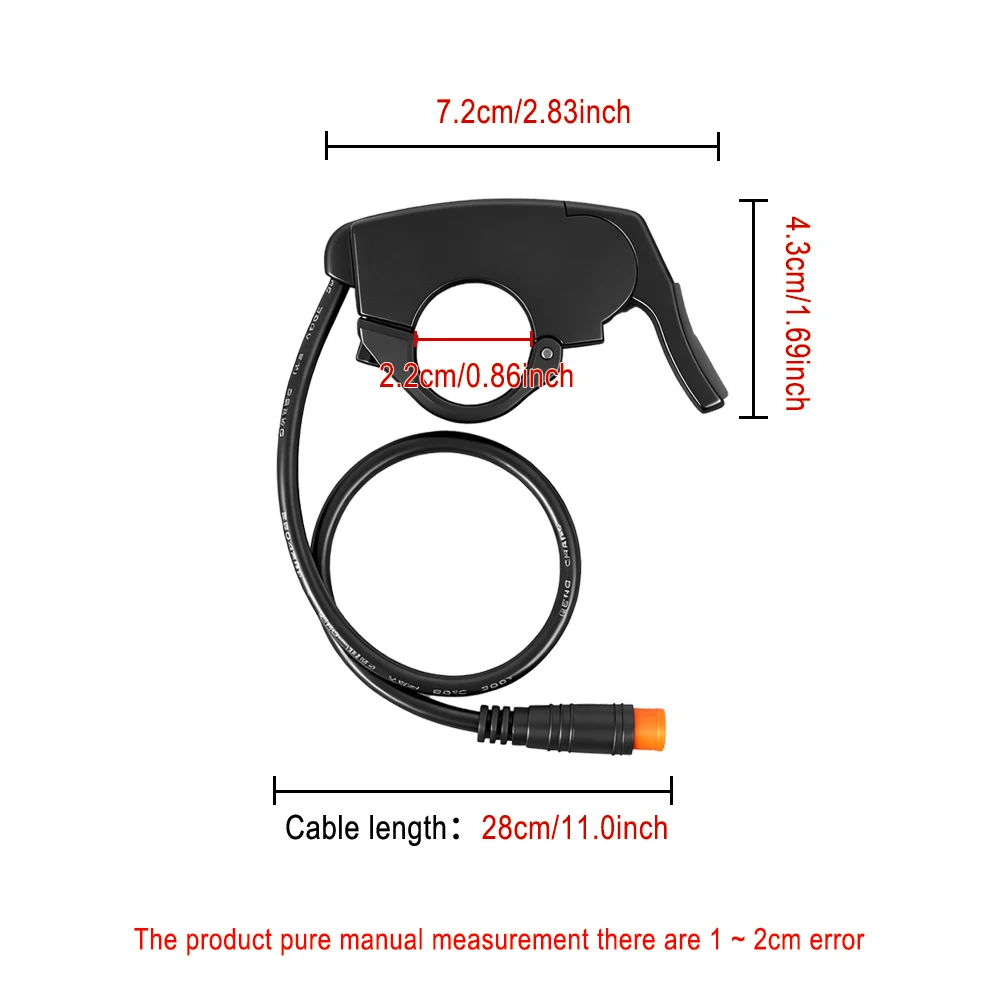 Electric Bicycle & Scooter Finger Throttle Handlebar - 22mm Thumb Control, Multi-Voltage Compatibility
