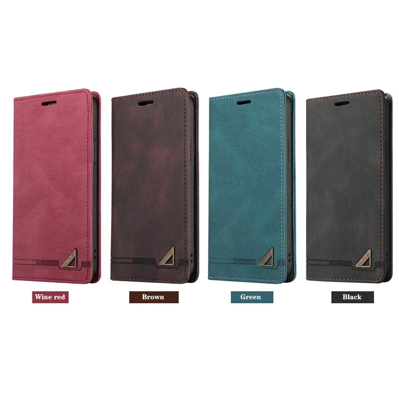Premium Anti-Theft Leather Wallet Case - Brush Textured Cover