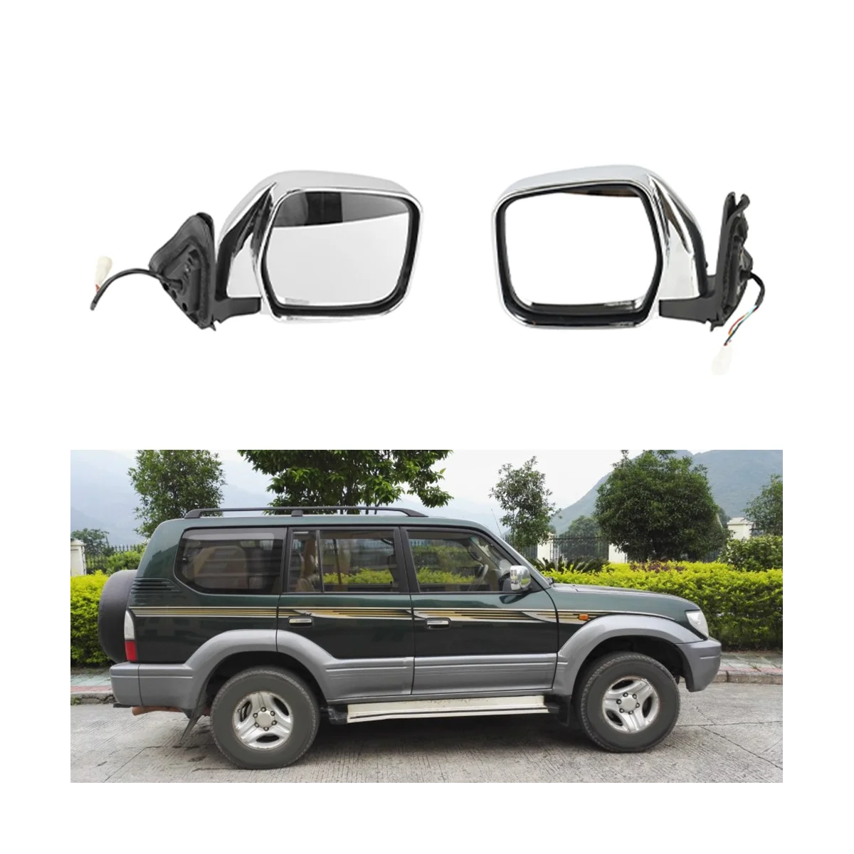 

Exterior Door Rearview Side Mirror Assy for Toyota Land Cruiser Prado LC90 1996-2002 5-PINS RH with Heated 97910-60570