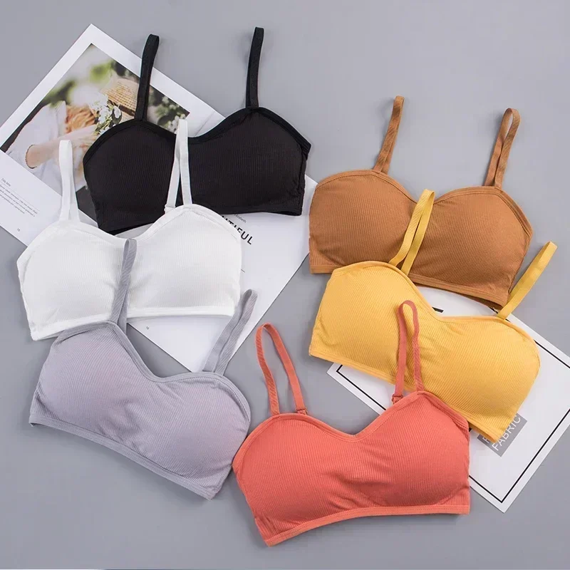 Female Solid Lingerie Wireless Bralette Women Rib Crop Tops Sexy Active Bras No Wire Push Up Bra Intimates Brassiere Underwear 1