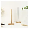 Kitchen Wooden Roll Paper Towel Holder Bathroom Tissue Vertical Stand Disposable Paper Pot Kitchen Toilet Storage Accessories 1