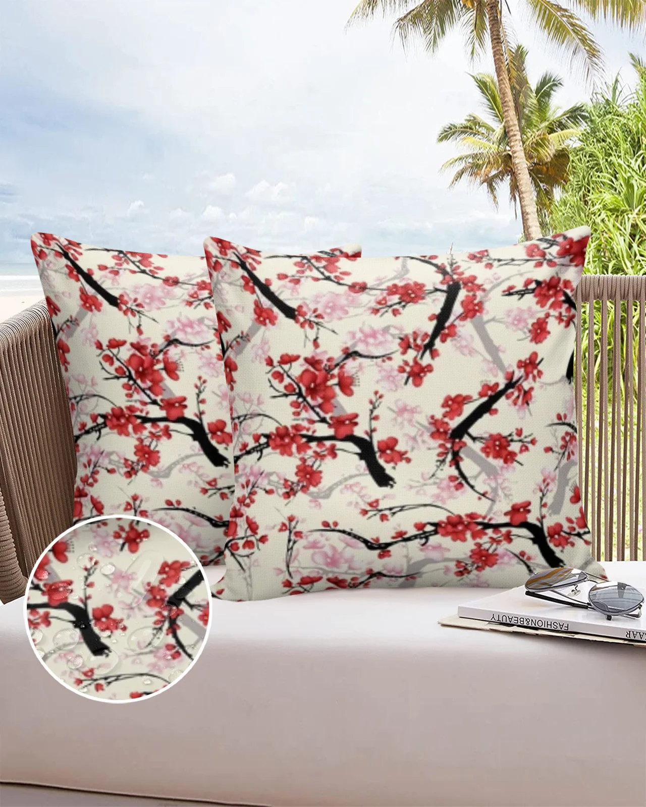 

2/4pcs A Branch Of A Blossoming Tree Waterproof Pillowcase Home Sofa Office Cushion Covers Home Decor Comfortable Pillow Cover