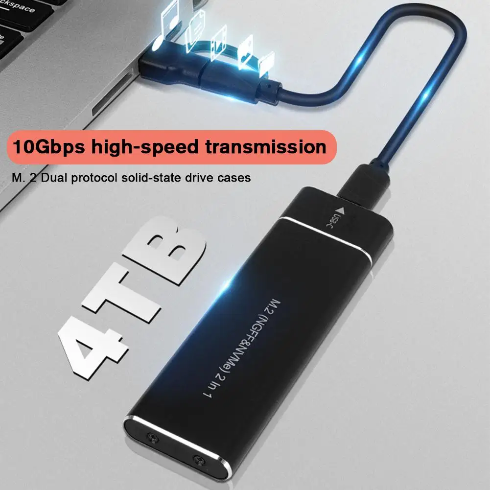 M2 SSD 케이스 M.2 NVMe SATA SSD 외장 어댑터 10Gbps USB 3.1 타입 C 듀얼 프로토콜 외장 케이스 M 및 B&M 키 지원