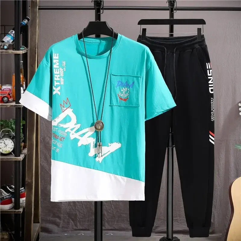 thumbnail image 1 of Ropa para hombre, pantalones deportivos estampados, conjuntos de pantalones gráficos, camisetas para correr, novedad en chándal a juego de alta calidad para hombre, 1 of 5
