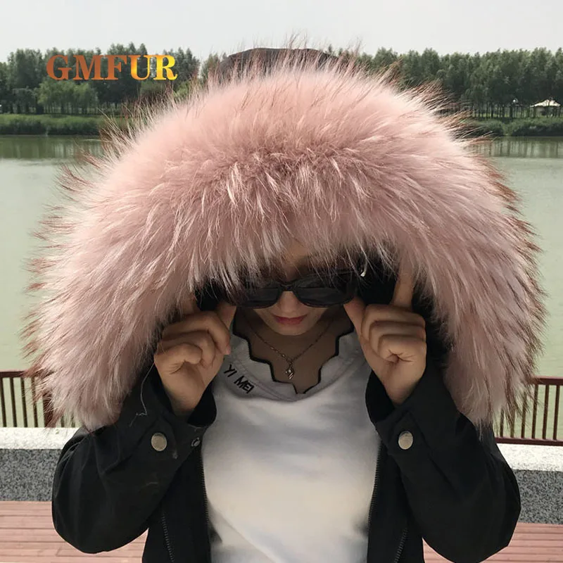 

100% Real Raccoon Fur Collar Winter Women Natural Fur Gray Scarves Fluffy Genuine Scarf Decoration Neck Warm Luxury Brand Shawl
