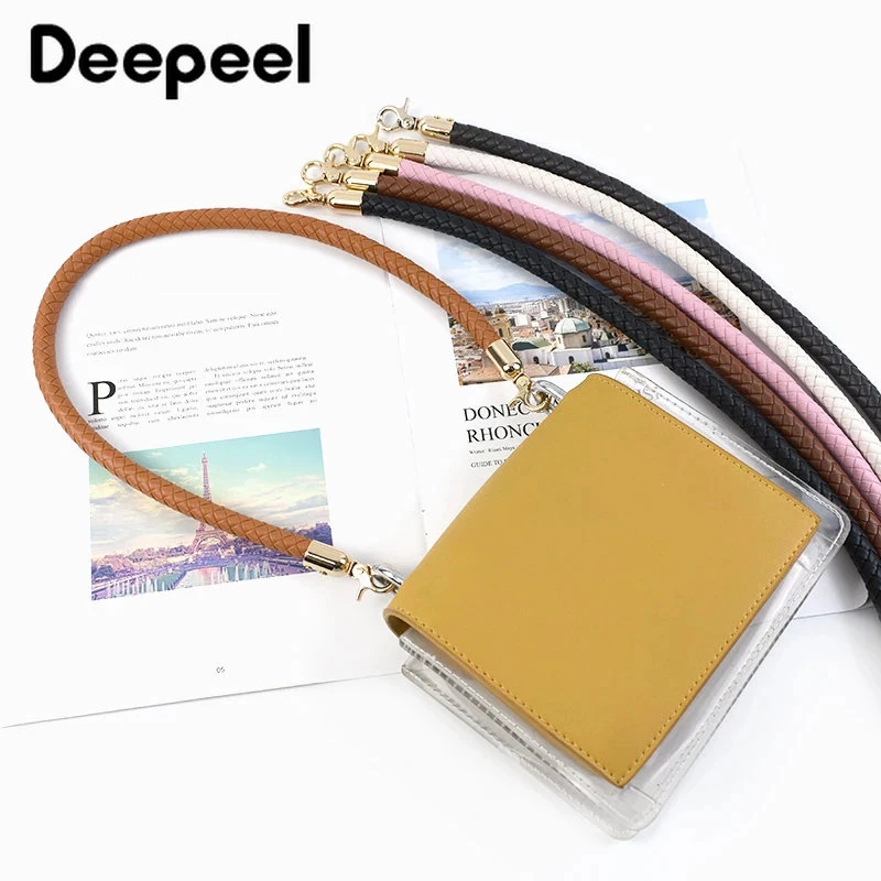 2Pc 30/40/60cm Colored Bag Handle Replace Leather Shoulder Strap Fashion Handbag Weave PU Chain Metal Buckle Handles Accessories